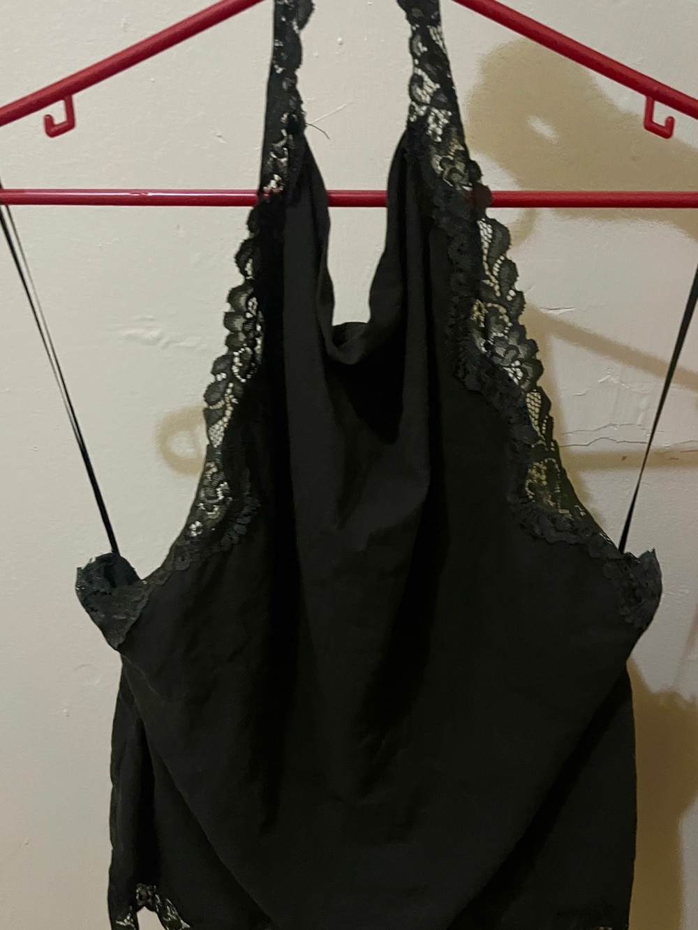 Mango Black Lace-Trim Halter Chemise